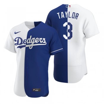 Los Angeles Dodgers Chris Taylor White Blue Split Two-Tone Jersey