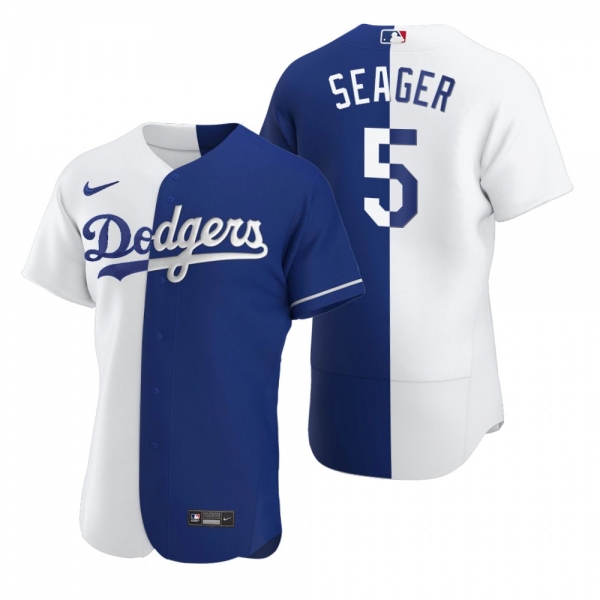 Los Angeles Dodgers Corey Seager White Blue Split Two-Tone Jersey