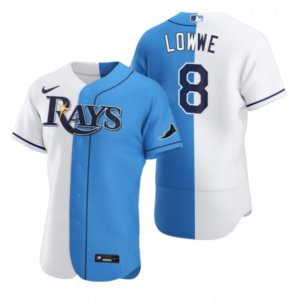 Brandon Lowe Tampa Bay Rays White Blue Split Two-Tone Jersey