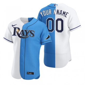 Tampa Bay Rays Custom White Blue Split Two-Tone Jersey