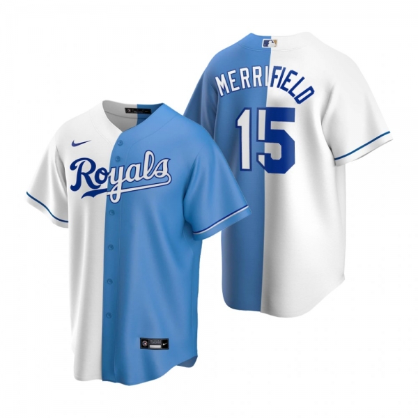 Kansas City Royals Whit Merrifield White Light Blue Split Replica Jersey