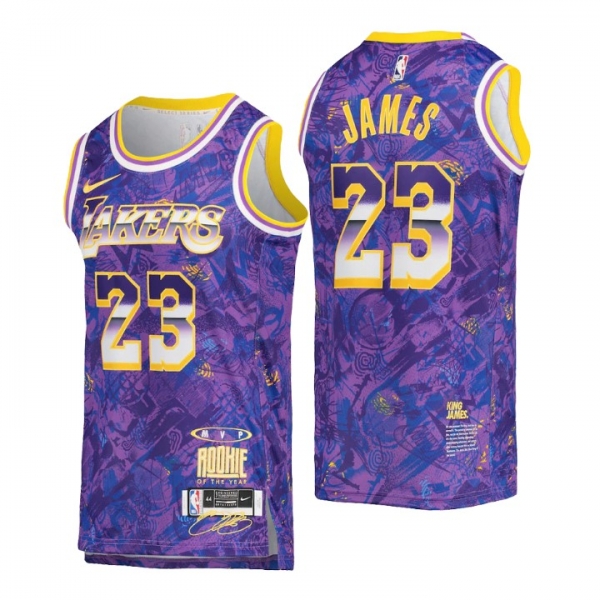 Los Angeles Lakers No. 23 LeBron James Nike Select Series MVP Purple Swingman Jersey