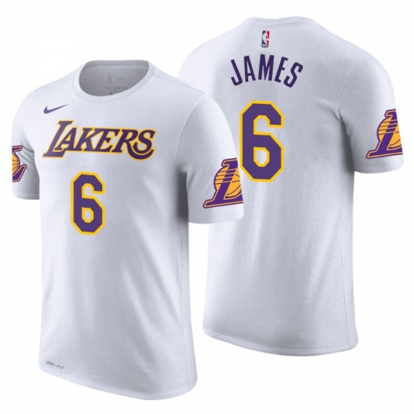 2021-22 Men's Los Angeles Lakers #6 Lebron James Association Edition White T-Shirt