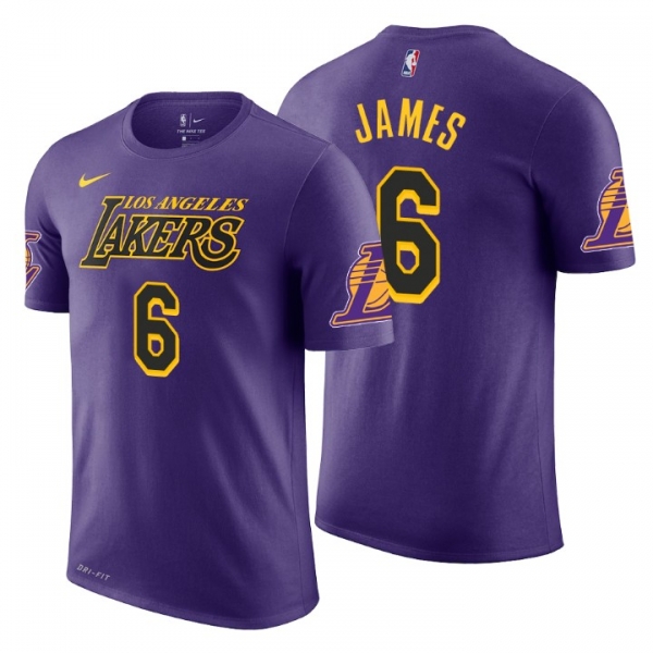 2021-22 Men's Los Angeles Lakers #6 Lebron James City Edition Purple T-Shirt