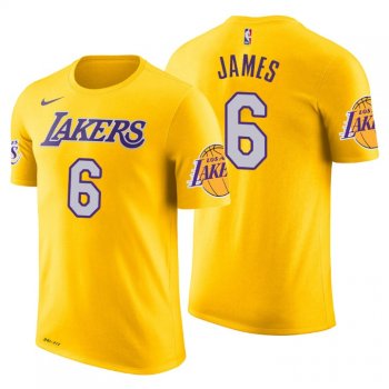 2021-22 Men's Los Angeles Lakers #6 Lebron James Icon Edition Gold T-Shirt