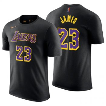 2020-21 Lakers Earned Edition #23 LeBron James Black T-shirt