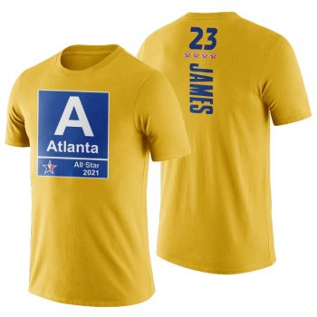 2021 Atlanta NBA All-Star Lakers #23 LeBron James Yellow T-shirt