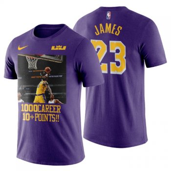 Los Angeles Lakers LeBron James 1000 Points T-shirt set the NBA record Special Commemoration Purple