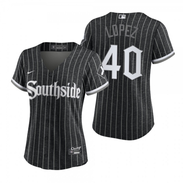 Women's Chicago White Sox Reynaldo Lopez Black 2021 City Connect Replica Jersey