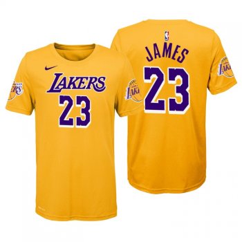 Youth Los Angeles Lakers #23 LeBron James Gold Icon Edition T-Shirt