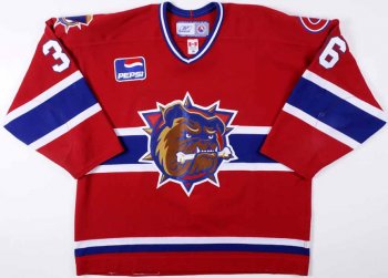 Custom HAMILTON BULLDOGS Red GAME WORN JERSEY