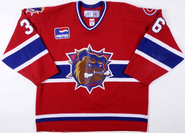 Custom HAMILTON BULLDOGS Red GAME WORN JERSEY