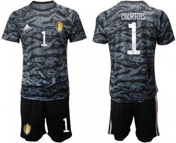 Belgium 1 COURTOIS Black Goalkeeper UEFA Euro 2020 Soccer Jersey