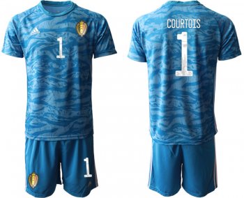 Belgium 1 COURTOIS Blue Goalkeeper UEFA Euro 2020 Soccer Jersey