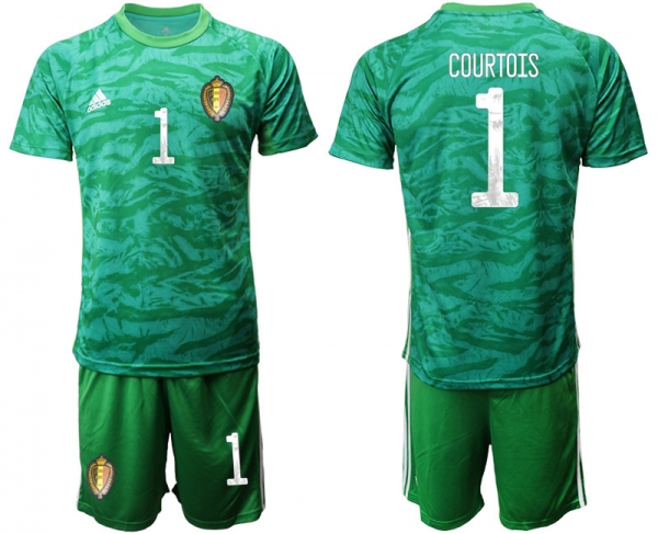 Belgium 1 COURTOIS Green Goalkeeper UEFA Euro 2020 Soccer Jersey