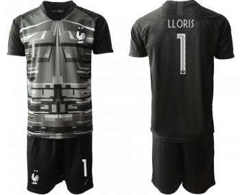 France 1 LLORIS Black Goalkeeper UEFA Euro 2020 Soccer Jersey