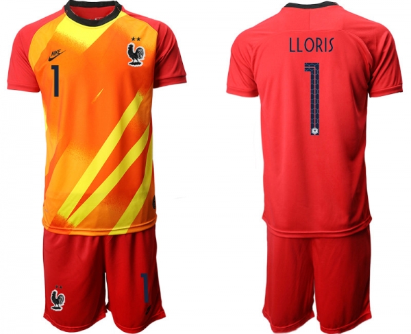 France 1 LLORIS Red Goalkeeper UEFA Euro 2020 Soccer Jersey