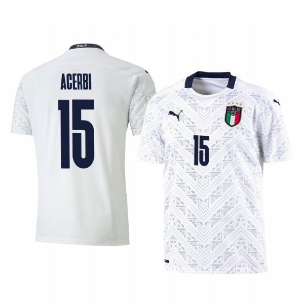 Francesco Acerbi Italy 2020 White Away Men's Short Sleeve Jersey