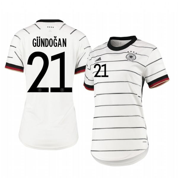 Women's Germany Ilkay Gundogan White Home Short Sleeve Jersey 2020-21