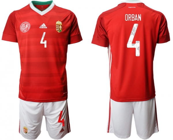 Hungary 4 ORBAN Home UEFA Euro 2020 Soccer Jersey