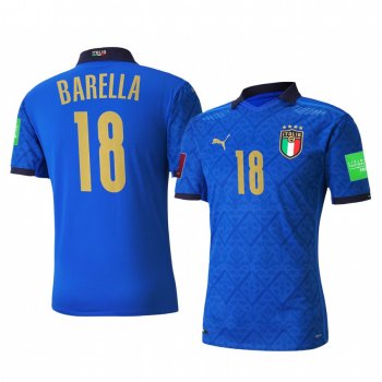 Italy national football team Nicolò Barella Men's 2021 Home Replica Jersey