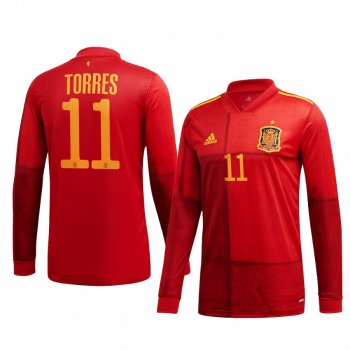 Youth Spain Ferran Torres 2021 Home National Team Long Sleeve Jersey