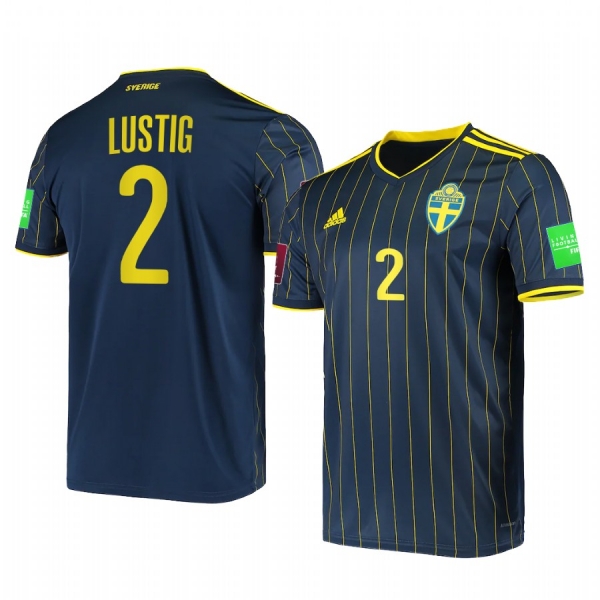 Sweden Mikael Lustig Men's 2021 Away National Team Replica Jersey