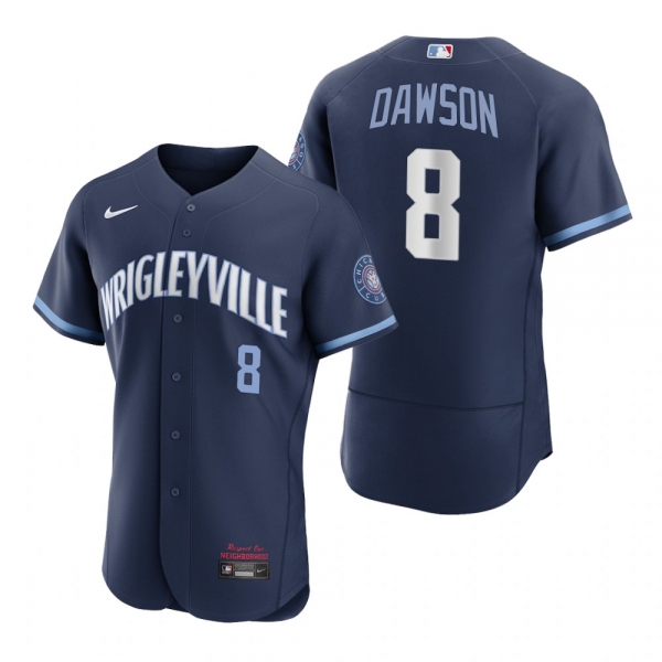 Men's Chicago Cubs Andre Dawson Navy 2021 City Connect Authentic Jersey