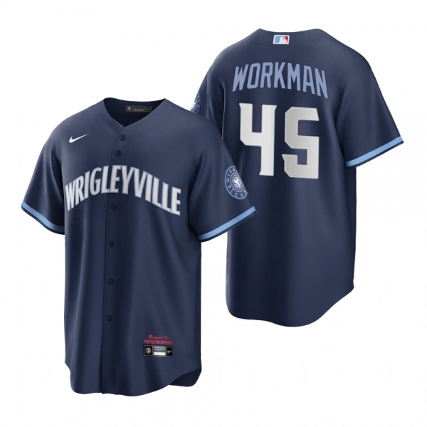 Chicago Cubs Brandon Workman Navy 2021 City Connect Replica Jersey