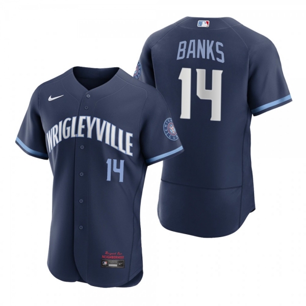 Men's Chicago Cubs Ernie Banks Navy 2021 City Connect Authentic Jersey