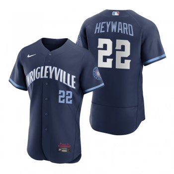 Men's Chicago Cubs Jason Heyward Navy 2021 City Connect Authentic Jersey