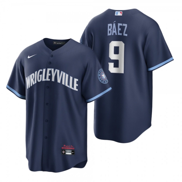 Chicago Cubs Javier Baez Navy 2021 City Connect Replica Jersey