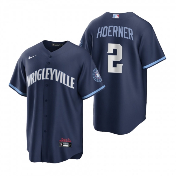 Chicago Cubs Nico Hoerner Navy 2021 City Connect Replica Jersey