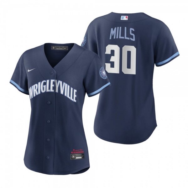 Women's Chicago Cubs Alec Mills Navy 2021 City Connect Replica Jersey