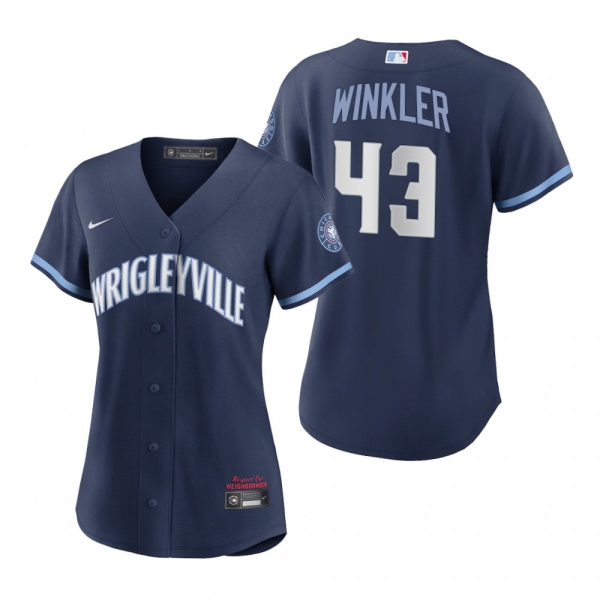 Women Chicago Cubs Dan Winkler Navy 2021 City Connect Replica Jersey