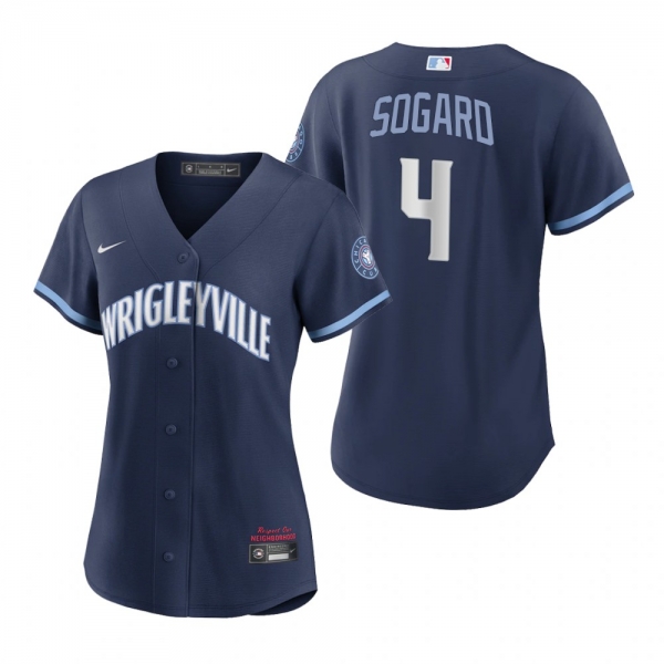 Women Chicago Cubs Eric Sogard Navy 2021 City Connect Replica Jersey