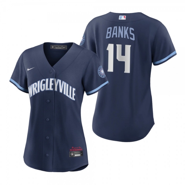 Women's Chicago Cubs Ernie Banks Navy 2021 City Connect Replica Jersey