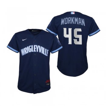 Youth Chicago Cubs Brandon Workman Nike Navy 2021 City Connect Replica Jersey