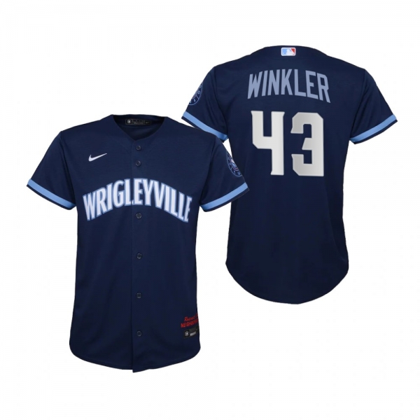 Youth Chicago Cubs Dan Winkler Nike Navy 2021 City Connect Replica Jersey