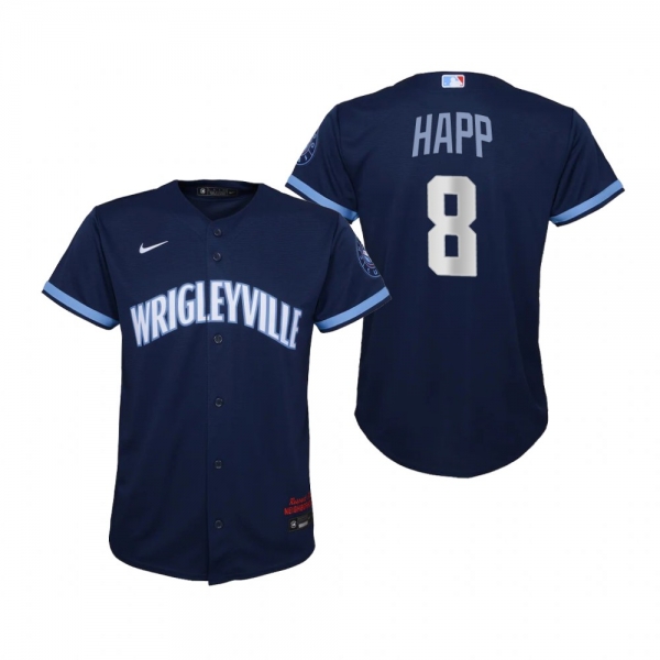 Youth Chicago Cubs Ian Happ Nike Navy 2021 City Connect Replica Jersey