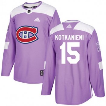 Men's Montreal Canadiens Jesperi Kotkaniemi Official Purple Adidas Authentic Adult Fights Cancer Practice NHL Hockey Jersey