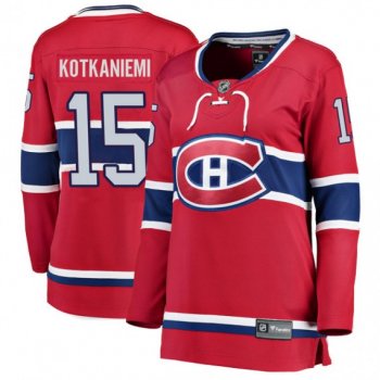 Women's Montreal Canadiens Jesperi Kotkaniemi Official Red Fanatics Branded Breakaway Home NHL Hockey Jersey