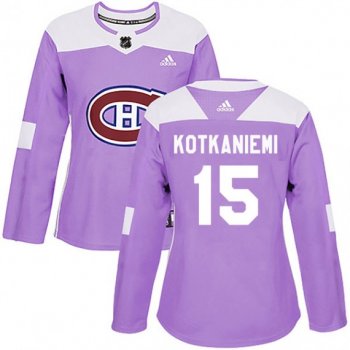 Women's Montreal Canadiens Jesperi Kotkaniemi Official Purple Adidas Authentic Fights Cancer Practice NHL Hockey Jersey