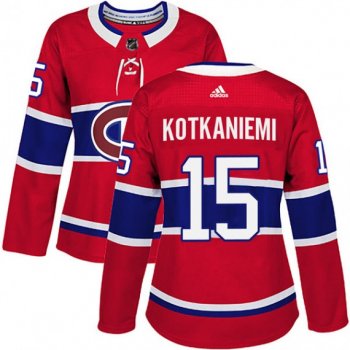 Women's Montreal Canadiens Jesperi Kotkaniemi Official Red Adidas Authentic Home NHL Hockey Jersey