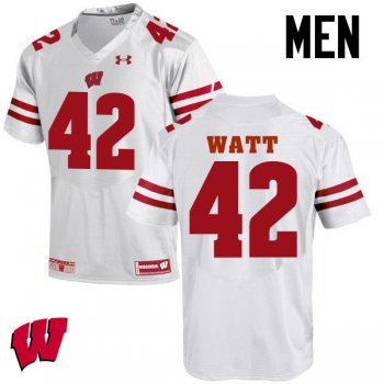 Men Wisconsin Badgers #42 T.J. Watt College Football Jerseys-White