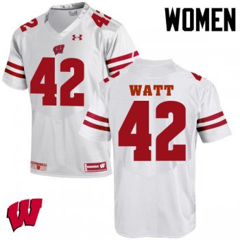 Women Wisconsin Badgers #42 T.J. Watt College Football Jerseys-White