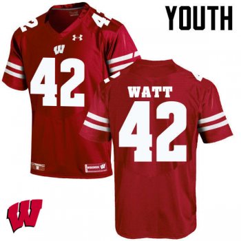 Youth Wisconsin Badgers #42 T.J. Watt College Football Jerseys-Red