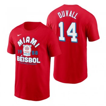 Miami Marlins Adam Duvall Red 2021 City Connect Graphic Nike T-Shirt