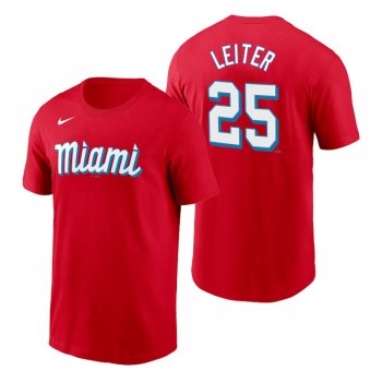 Miami Marlins Al Leiter Red 2021 City Connect Wordmark T-Shirt