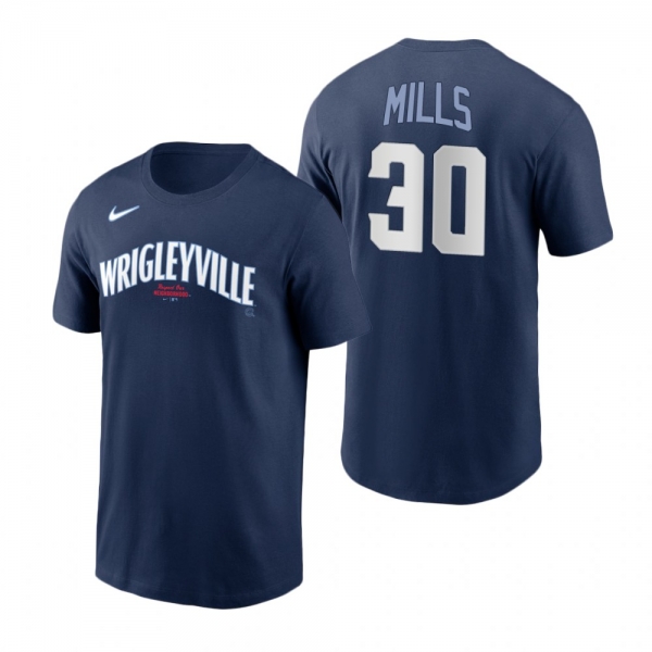 Chicago Cubs Alec Mills Navy 2021 City Connect Name Number T-Shirt